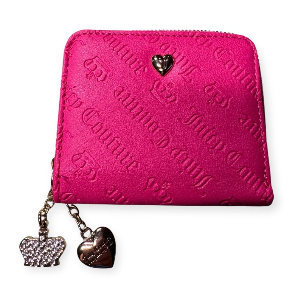 Juicy Couture‎ Not Your Babe Wallet Medium Double Zip Around Pink Flash Y2K VTG